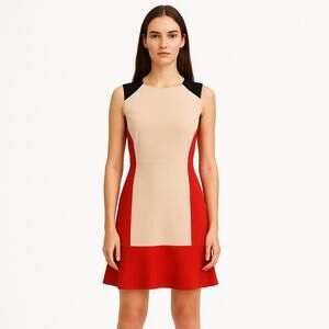 NEW Zara Multicolor Colorblock Sleeveless Zip Cutout Mini A-line Tank Dress Sz S